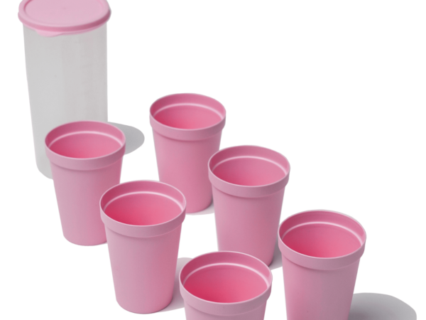 6 Pack Plastic Kids Cups Reusable, pink cups