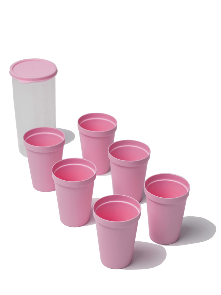 6 Pack Plastic Kids Cups Reusable, pink cups