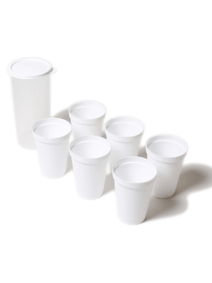 6 pack plastic kids cups reusable, white plastic cups, 7 oz kids cups, picnic cups, party cups