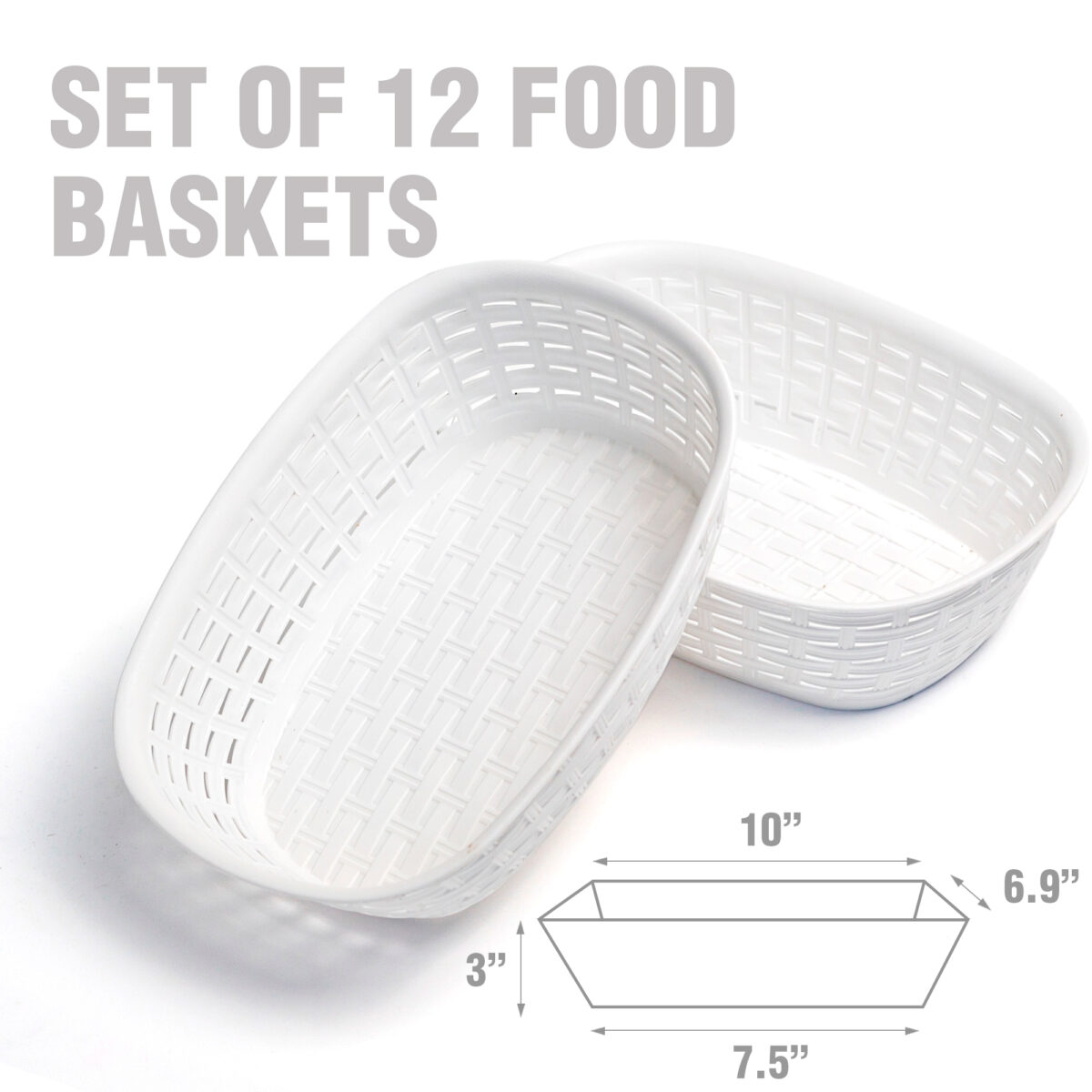 12 pack white reusable food serving baskets
