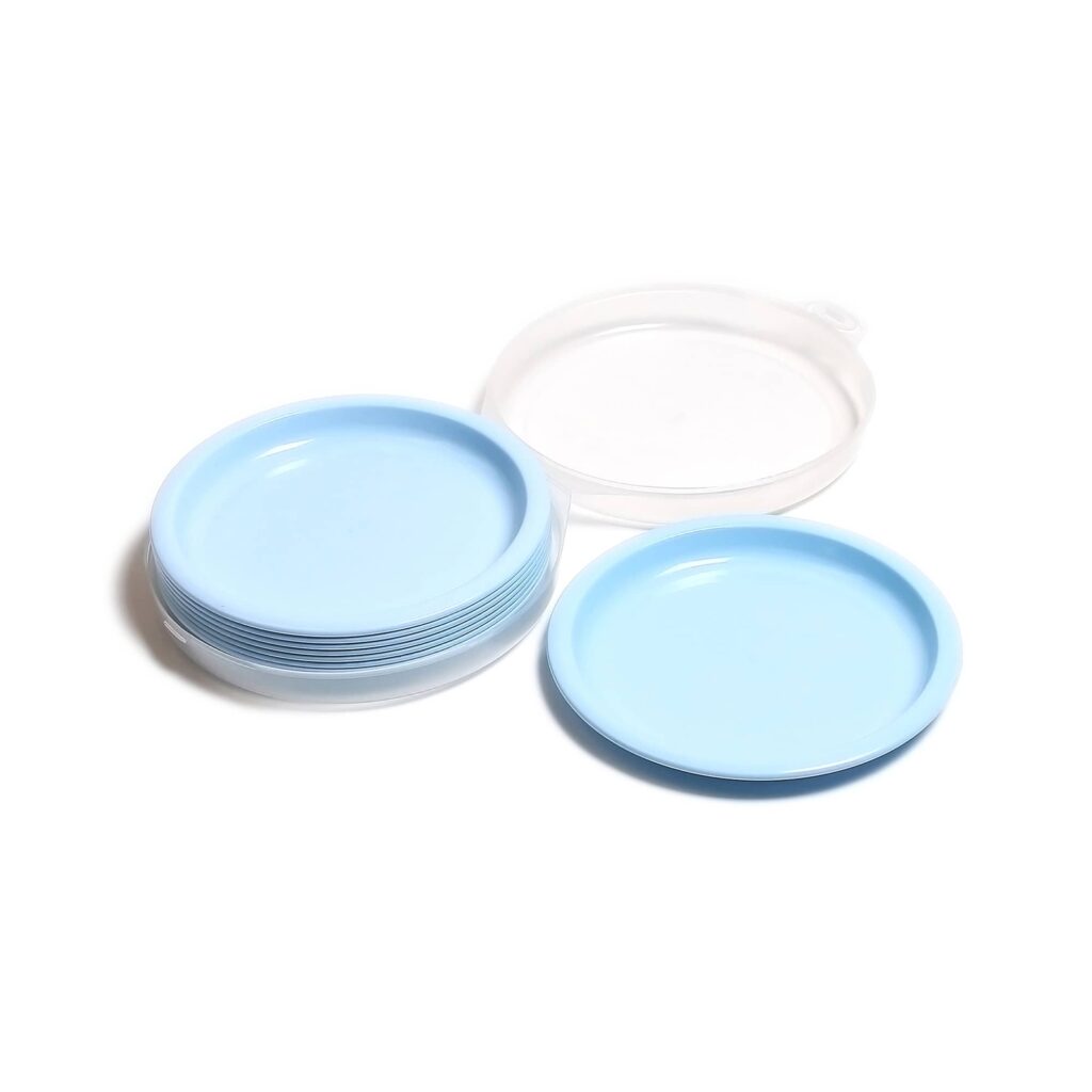 8 Pack Plastic Plates , light blue reusable plates