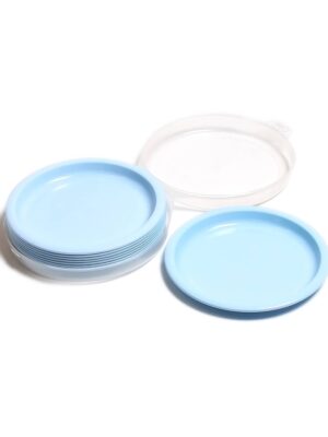 8 Pack Plastic Plates , light blue reusable plates