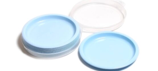 8 Pack Plastic Plates , light blue reusable plates