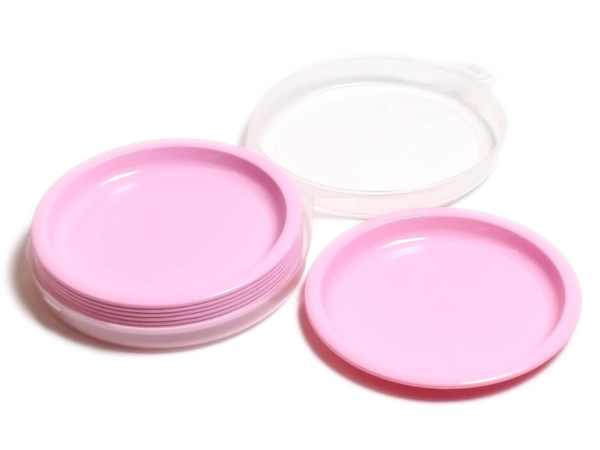 8 Pack Plastic Plates , pink reusable plates, kids plates