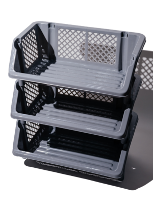Plastic Storage Bins Open front Stackable storage baskets layered storage baskets