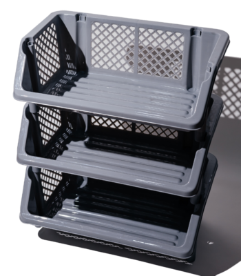 Plastic Storage Bins Open front Stackable storage baskets layered storage baskets